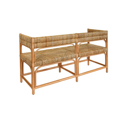 Worlds Away - Rattan Bench With Seagrass Wrapped Seat And Seat Back - AJAX view 3