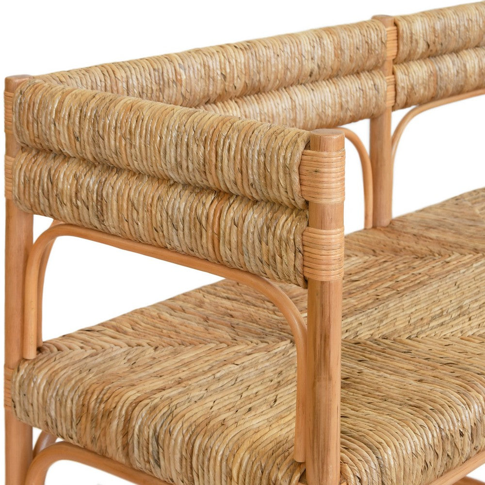 Worlds Away - Rattan Bench With Seagrass Wrapped Seat And Seat Back - AJAX view 5