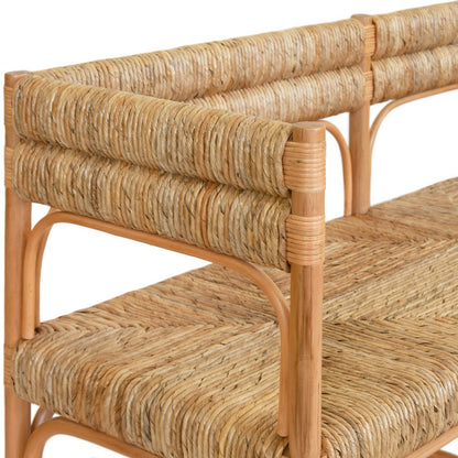 Worlds Away - Rattan Bench With Seagrass Wrapped Seat And Seat Back - AJAX view 5