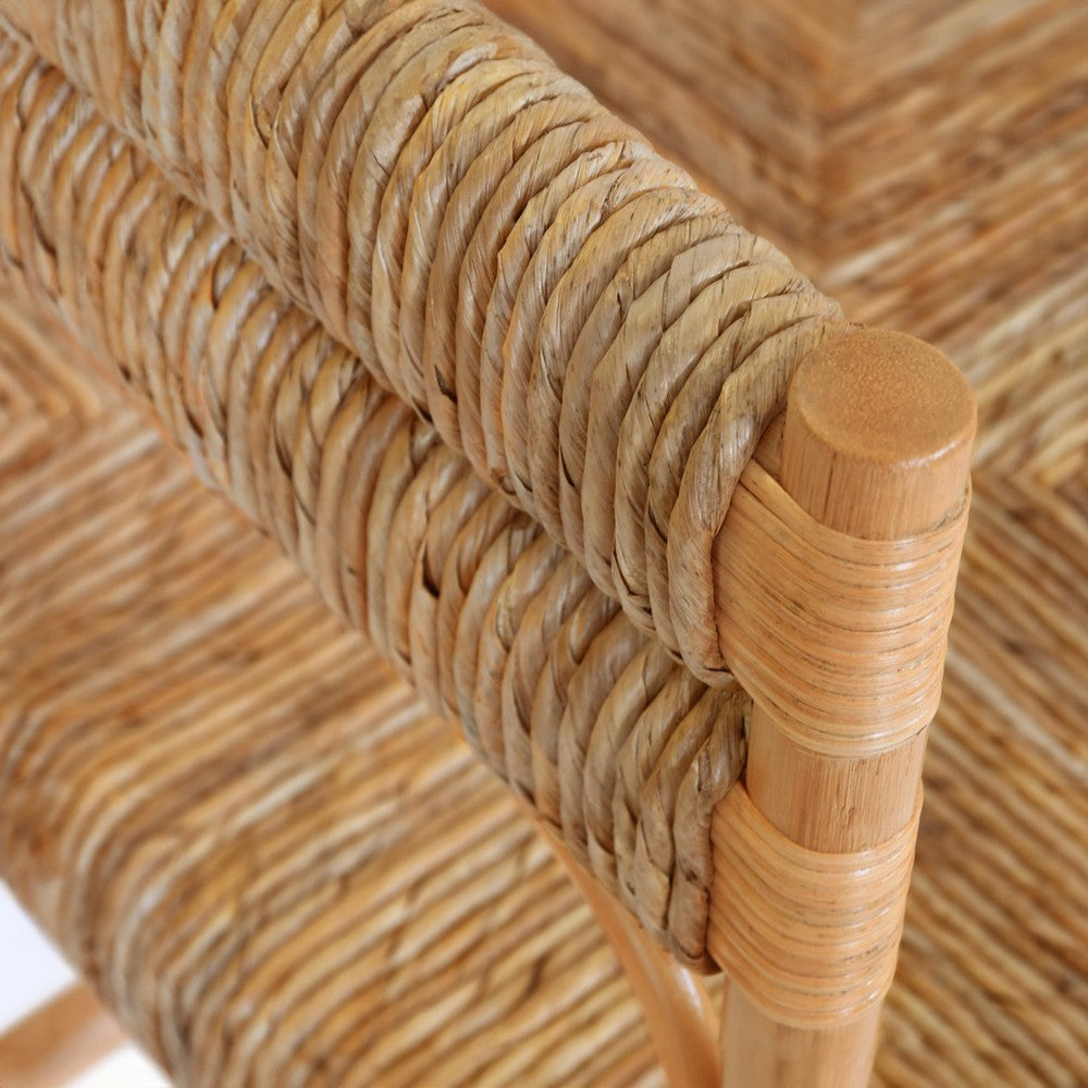 Worlds Away - Rattan Bench With Seagrass Wrapped Seat And Seat Back - AJAX view 6