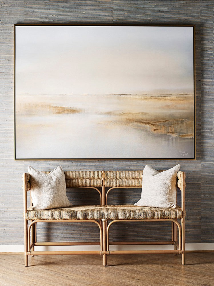 Worlds Away - Rattan Bench With Seagrass Wrapped Seat And Seat Back - AJAX view 7