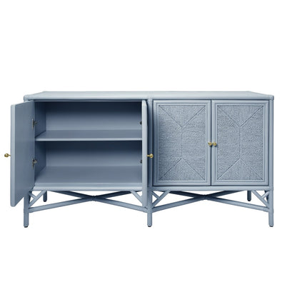 Worlds Away - Rattan Four Door Cabinet With Rope Front Doors In Painted Light Blue - ELEANOR LB view 4