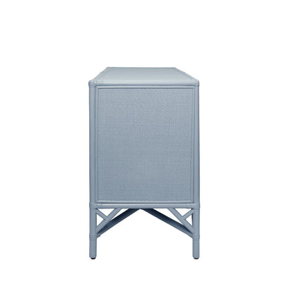 Worlds Away - Rattan Four Door Cabinet With Rope Front Doors In Painted Light Blue - ELEANOR LB view 5
