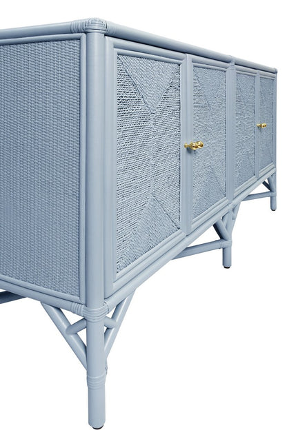 Worlds Away - Rattan Four Door Cabinet With Rope Front Doors In Painted Light Blue - ELEANOR LB view 6