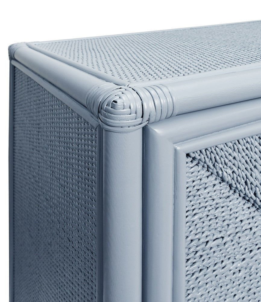 Worlds Away - Rattan Four Door Cabinet With Rope Front Doors In Painted Light Blue - ELEANOR LB view 7