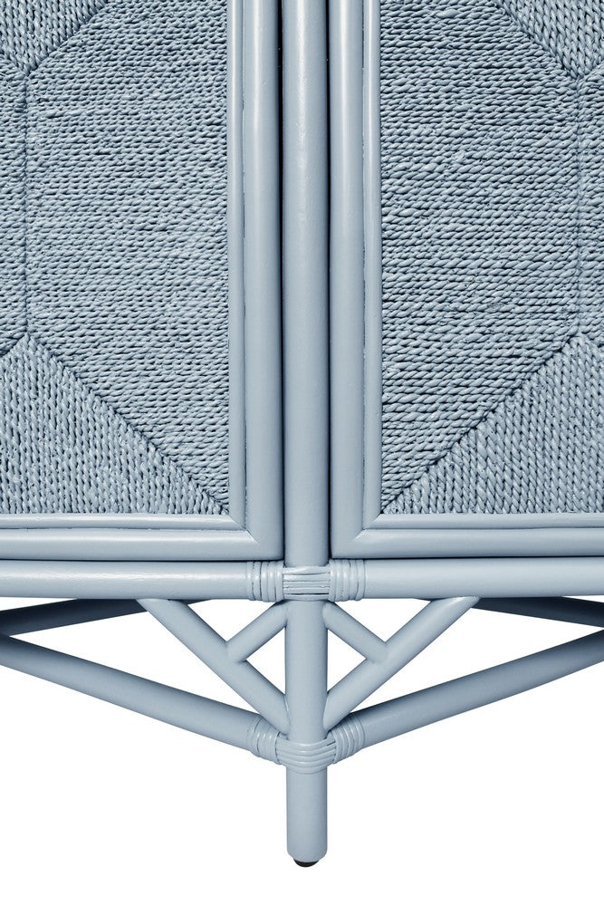 Worlds Away - Rattan Four Door Cabinet With Rope Front Doors In Painted Light Blue - ELEANOR LB view 8