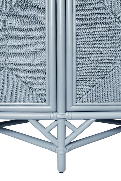 Worlds Away - Rattan Four Door Cabinet With Rope Front Doors In Painted Light Blue - ELEANOR LB view 8