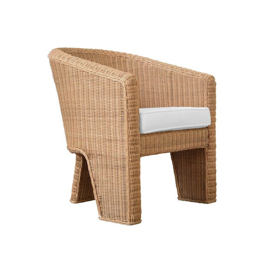 Worlds Away - Rattan Three Leg Lounge Chair With Performance Ivory Linen - GIZA view 1