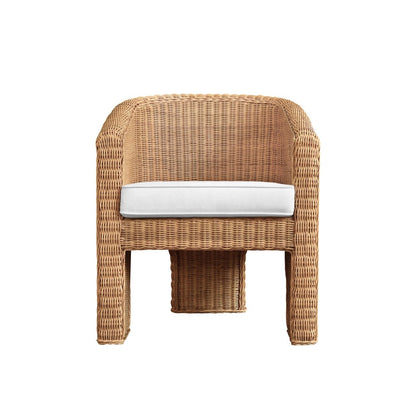 Worlds Away - Rattan Three Leg Lounge Chair With Performance Ivory Linen - GIZA view 2