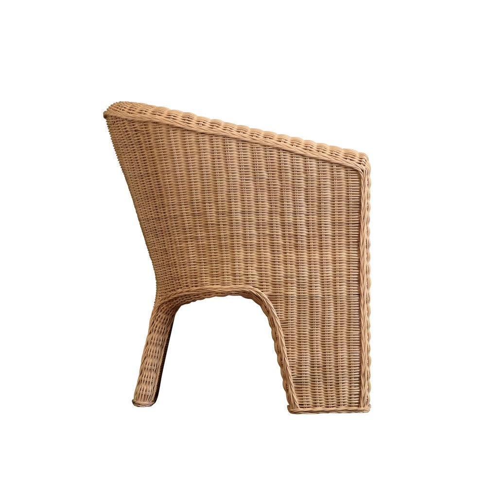 Worlds Away - Rattan Three Leg Lounge Chair With Performance Ivory Linen - GIZA view 3