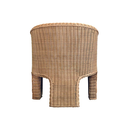 Worlds Away - Rattan Three Leg Lounge Chair With Performance Ivory Linen - GIZA view 4