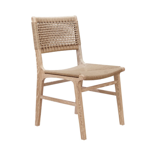 Worlds Away - Rattan Wrapped Dining Chair In Matte Cerused Oak - MONROE CO view 1