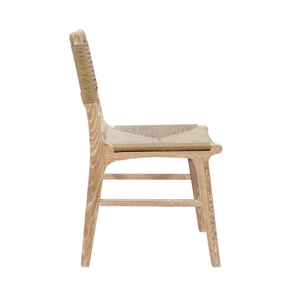 Worlds Away - Rattan Wrapped Dining Chair In Matte Cerused Oak - MONROE CO view 3