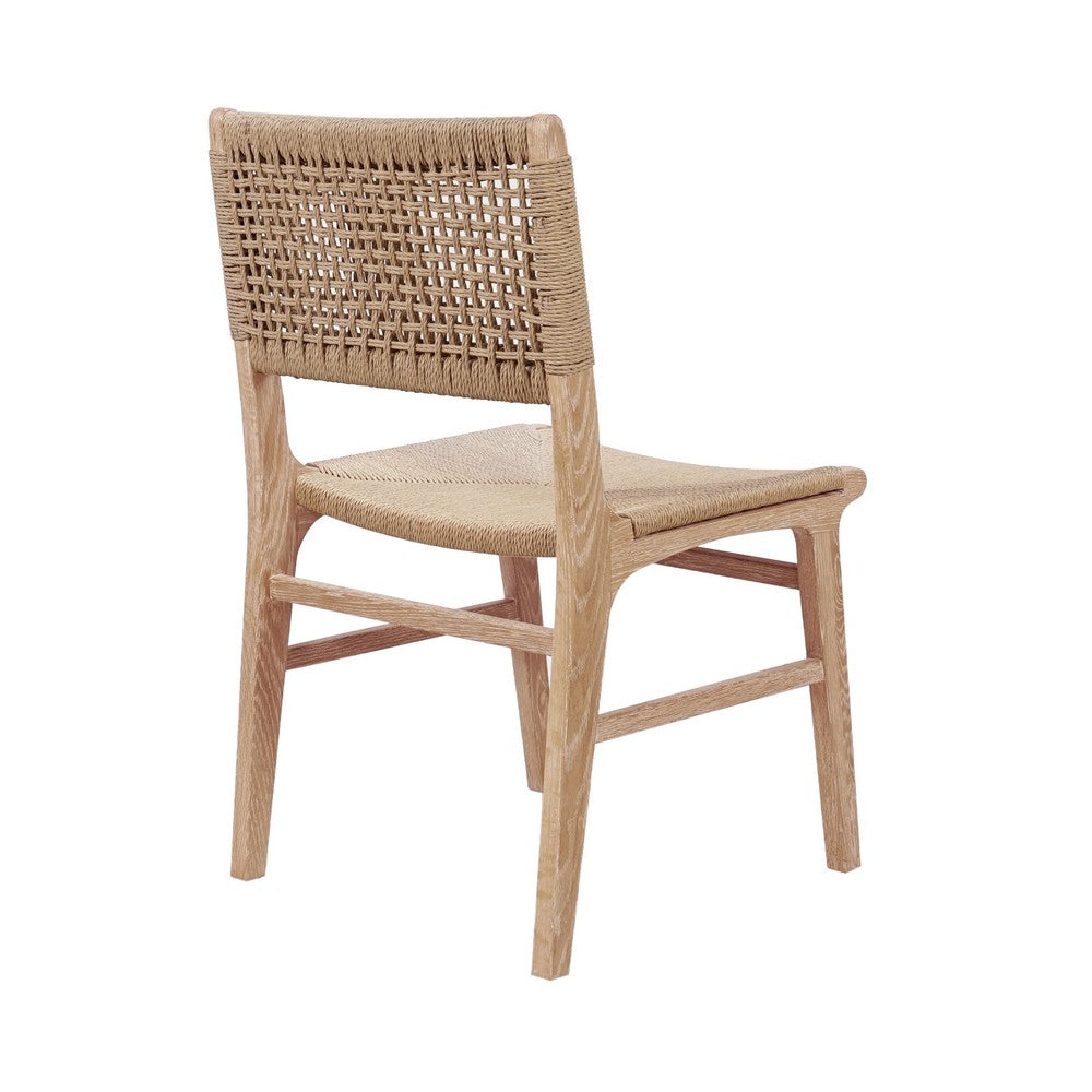 Worlds Away - Rattan Wrapped Dining Chair In Matte Cerused Oak - MONROE CO view 4
