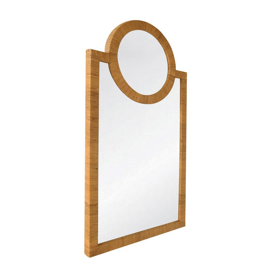 Worlds Away - Rattan Wrapped Mirror With Circle Detail - ORLANDO view 1