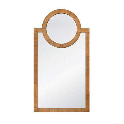 Worlds Away - Rattan Wrapped Mirror With Circle Detail - ORLANDO view 2