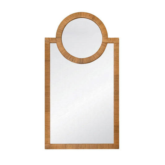 Worlds Away - Rattan Wrapped Mirror With Circle Detail - ORLANDO view 2