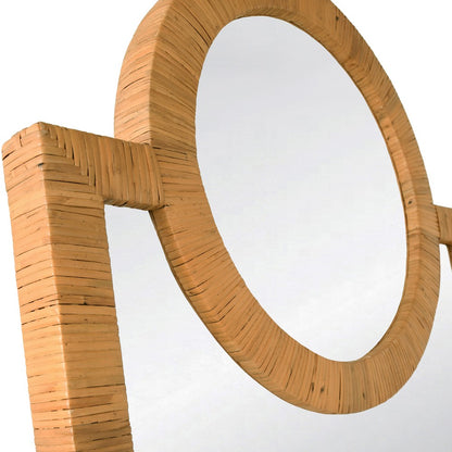 Worlds Away - Rattan Wrapped Mirror With Circle Detail - ORLANDO view 3