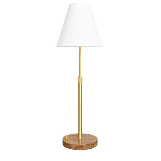 Worlds Away - Rechareable Table Lamp With Adjustable Pole In Brass And White Linen Shade - JACE view 1
