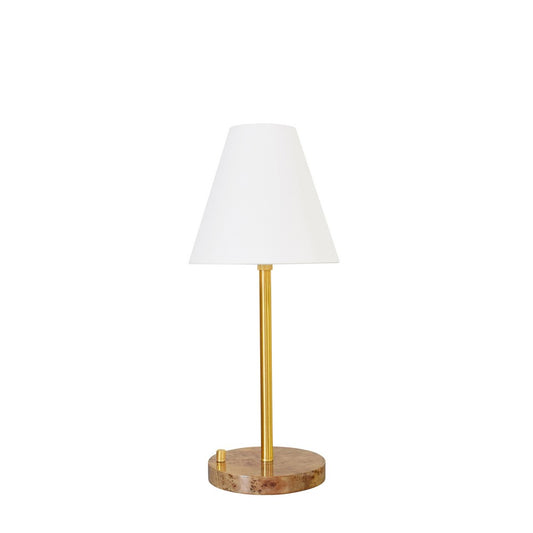Worlds Away - Rechareable Table Lamp With Adjustable Pole In Brass And White Linen Shade - JACE view 2