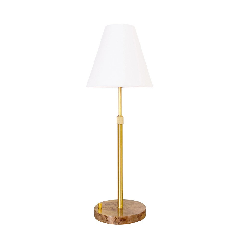 Worlds Away - Rechareable Table Lamp With Adjustable Pole In Brass And White Linen Shade - JACE view 3