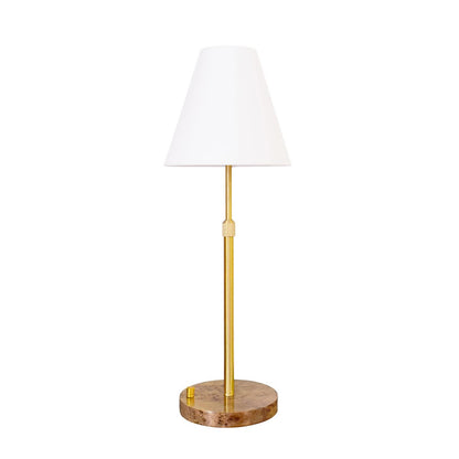 Worlds Away - Rechareable Table Lamp With Adjustable Pole In Brass And White Linen Shade - JACE view 3