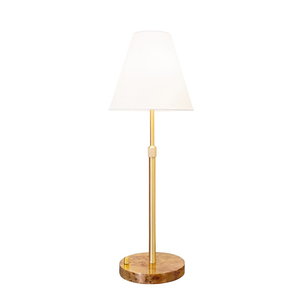 Worlds Away - Rechareable Table Lamp With Adjustable Pole In Brass And White Linen Shade - JACE view 4