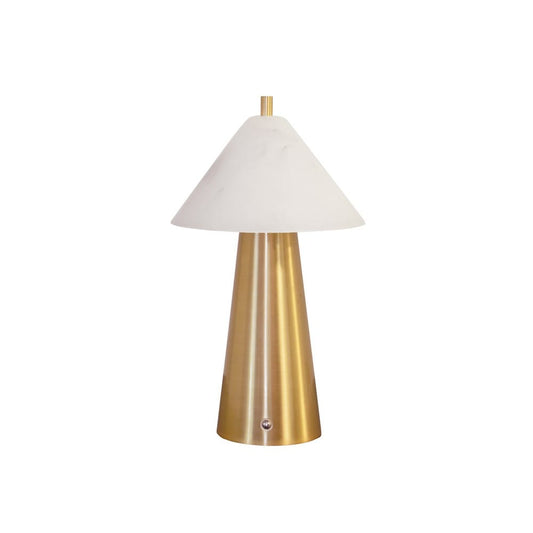 Worlds Away - Rechargeable Mini Table Lamp With Faux Alabaster Tapered Shade And Brass Base - FARLEY view 1