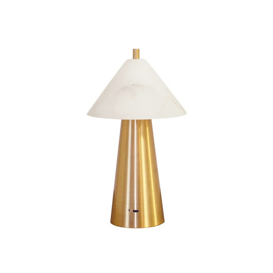 Worlds Away - Rechargeable Mini Table Lamp With Faux Alabaster Tapered Shade And Brass Base - FARLEY view 2