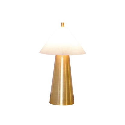 Worlds Away - Rechargeable Mini Table Lamp With Faux Alabaster Tapered Shade And Brass Base - FARLEY view 3