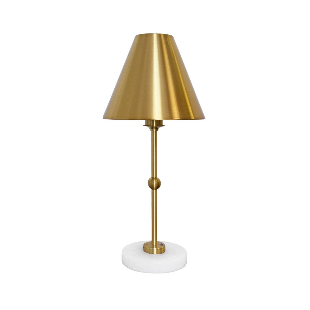 Worlds Away - Rechargeable Table Lamp In Brass And Faux Alabaster Base With Metal Shade - CHANLER view 1