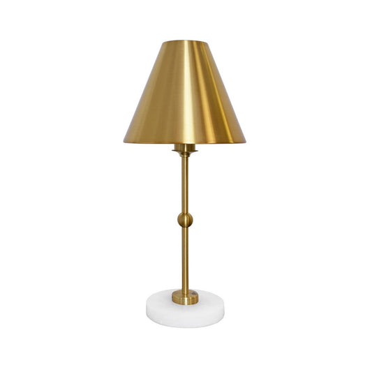 Worlds Away - Rechargeable Table Lamp In Brass And Faux Alabaster Base With Metal Shade - CHANLER view 1