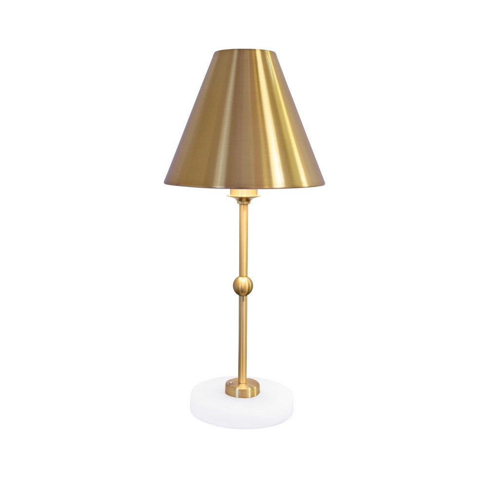 Worlds Away - Rechargeable Table Lamp In Brass And Faux Alabaster Base With Metal Shade - CHANLER view 2