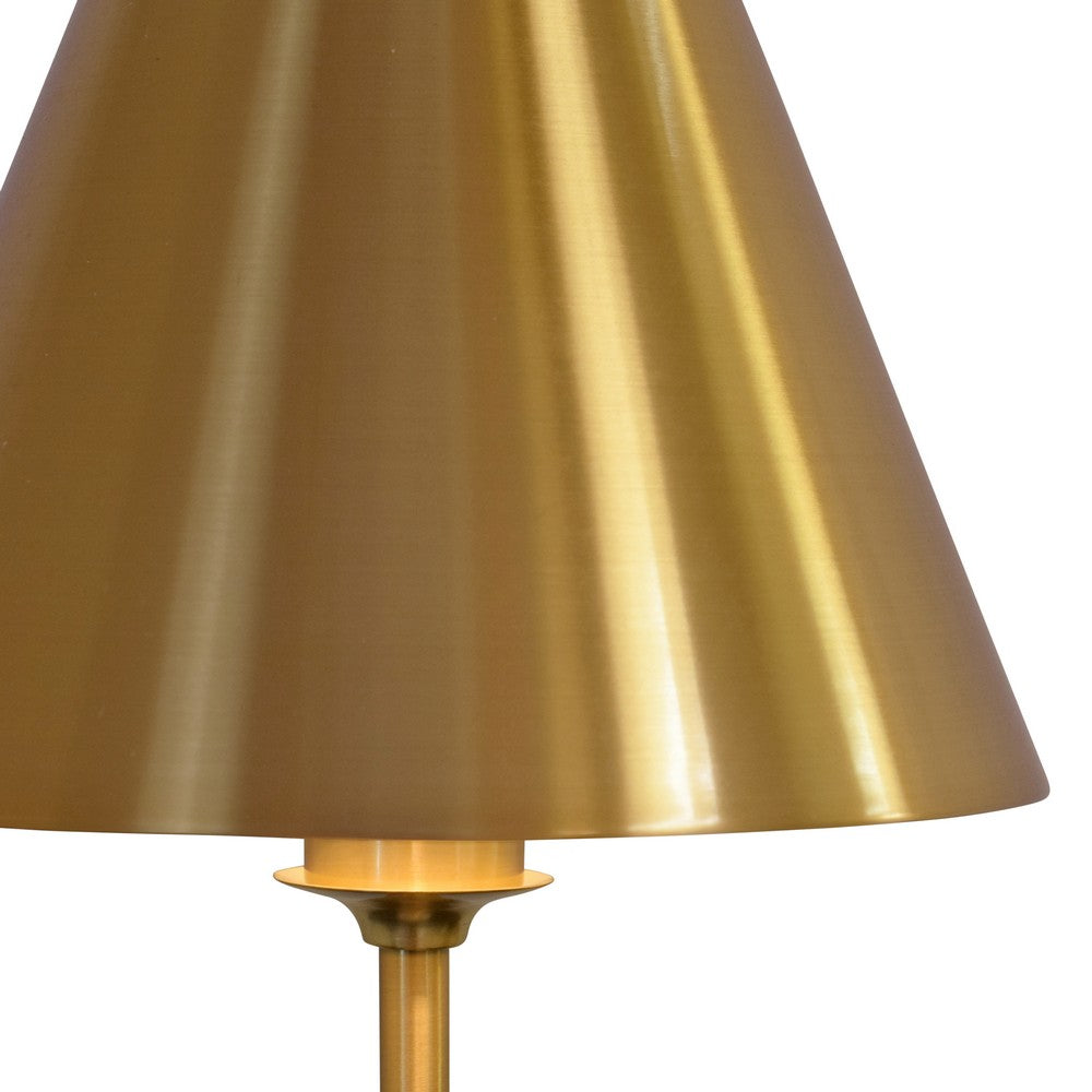 Worlds Away - Rechargeable Table Lamp In Brass And Faux Alabaster Base With Metal Shade - CHANLER view 3