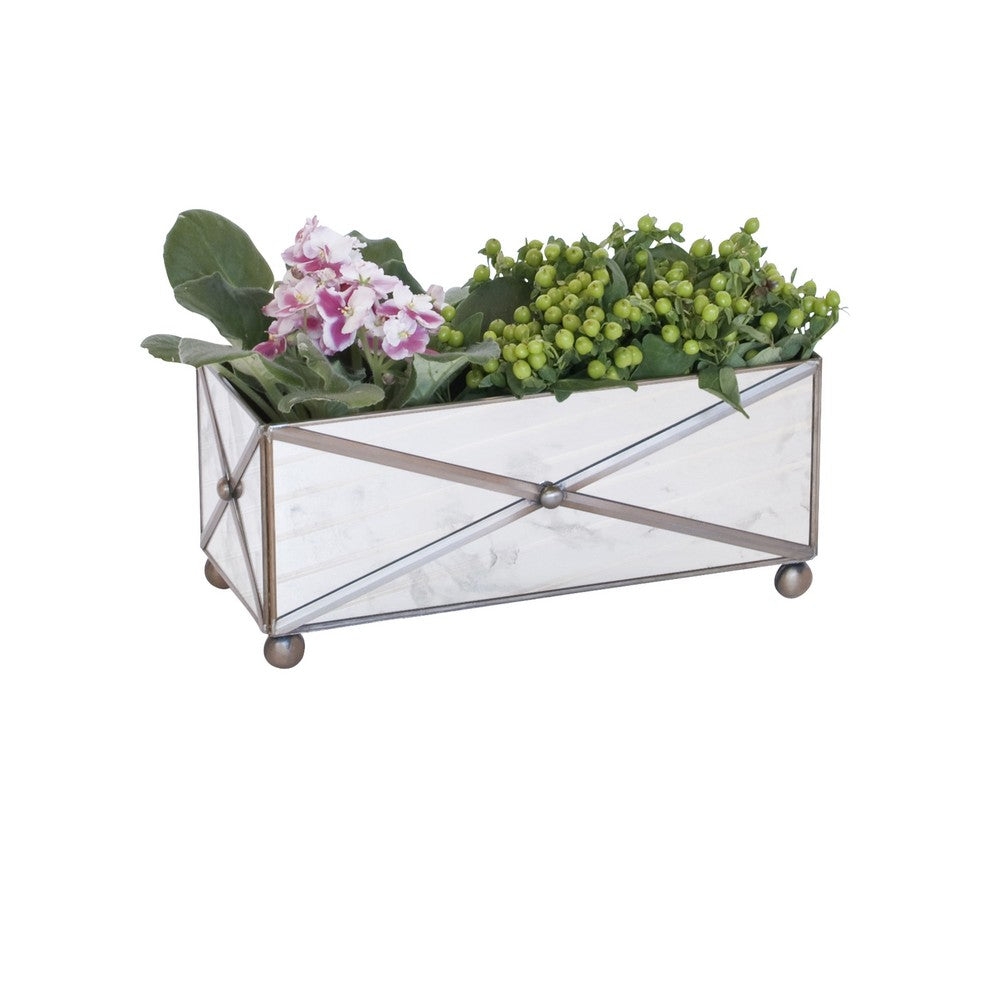Worlds Away - Rect Xhatch Ant Mir Planter - AMT125 view 1