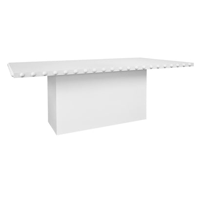 Worlds Away - Rectangle Dining Table With Studded Edge Top And Tapered Base In Matte White Lacquer - LUCIAN RT WH view 1