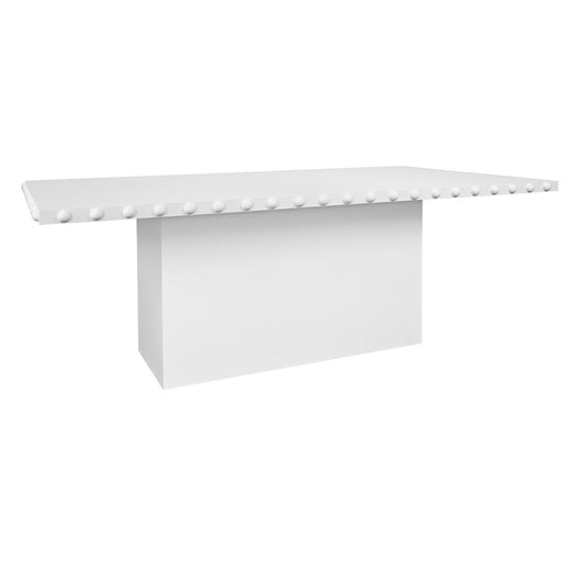 Worlds Away - Rectangle Dining Table With Studded Edge Top And Tapered Base In Matte White Lacquer - LUCIAN RT WH view 1