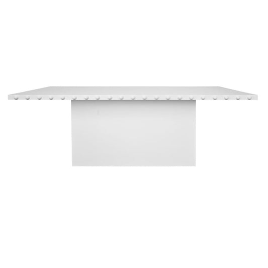Worlds Away - Rectangle Dining Table With Studded Edge Top And Tapered Base In Matte White Lacquer - LUCIAN RT WH view 2