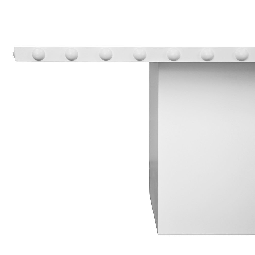 Worlds Away - Rectangle Dining Table With Studded Edge Top And Tapered Base In Matte White Lacquer - LUCIAN RT WH view 3