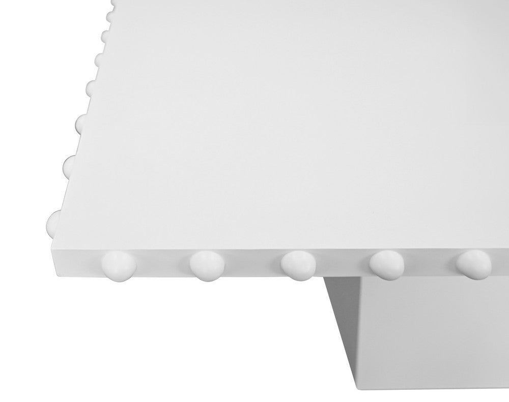 Worlds Away - Rectangle Dining Table With Studded Edge Top And Tapered Base In Matte White Lacquer - LUCIAN RT WH view 4