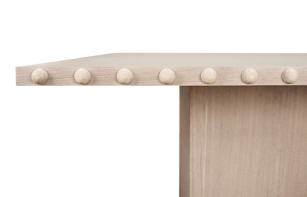 Worlds Away - Rectangle Dining Table With Studded Edge Top And Tapered Base In White Oak - LUCIAN RT WO view 3