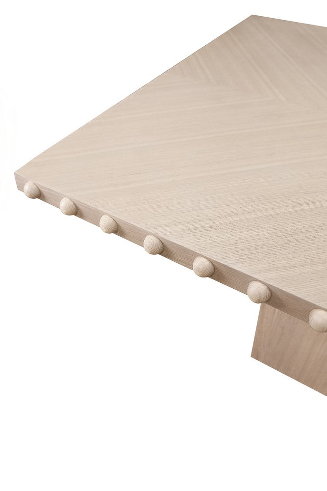 Worlds Away - Rectangle Dining Table With Studded Edge Top And Tapered Base In White Oak - LUCIAN RT WO view 4