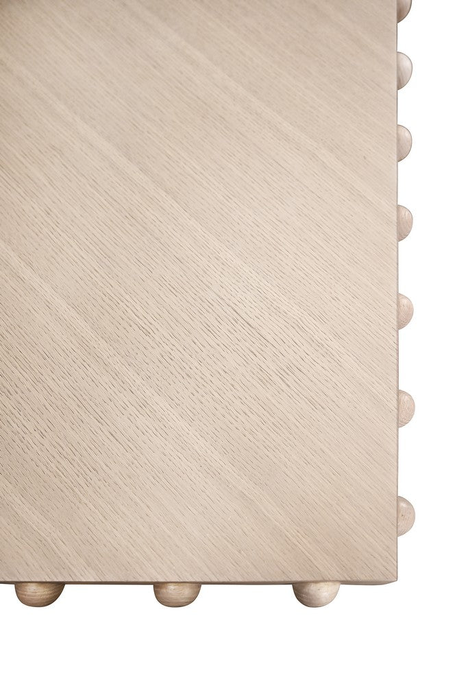 Worlds Away - Rectangle Dining Table With Studded Edge Top And Tapered Base In White Oak - LUCIAN RT WO view 5