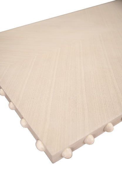 Worlds Away - Rectangle Dining Table With Studded Edge Top And Tapered Base In White Oak - LUCIAN RT WO view 6