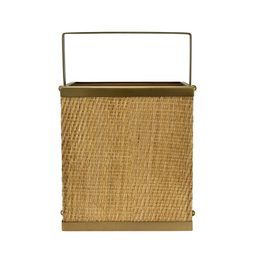 Worlds Away - Rectangle Woven Rattan Magazine Holder In Burnished Brass - NELSON view 2