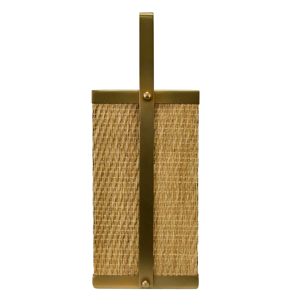 Worlds Away - Rectangle Woven Rattan Magazine Holder In Burnished Brass - NELSON view 3