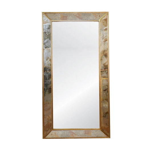 Worlds Away - Rectangular Antiqued Floor Mirror With Gold Leafed Edging - DION GL view 2