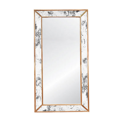 Worlds Away - Rectangular Antiqued Floor Mirror With Gold Leafed Edging - DION GL view 1