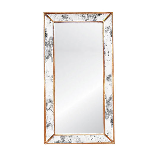 Worlds Away - Rectangular Antiqued Floor Mirror With Gold Leafed Edging - DION GL view 1