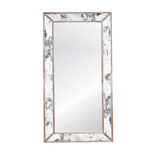Worlds Away - Rectangular Antiqued Floor Mirror With Silver Leafed Edging - DION SL view 1